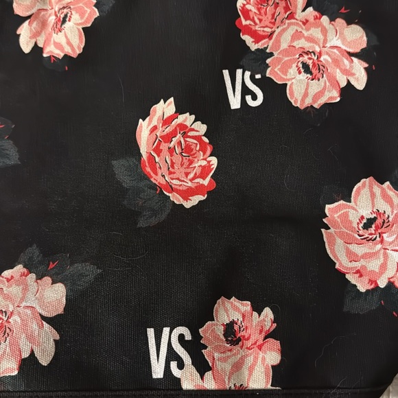 Victoria's Secret Black and Pink Floral Tote - Picture 2 of 5